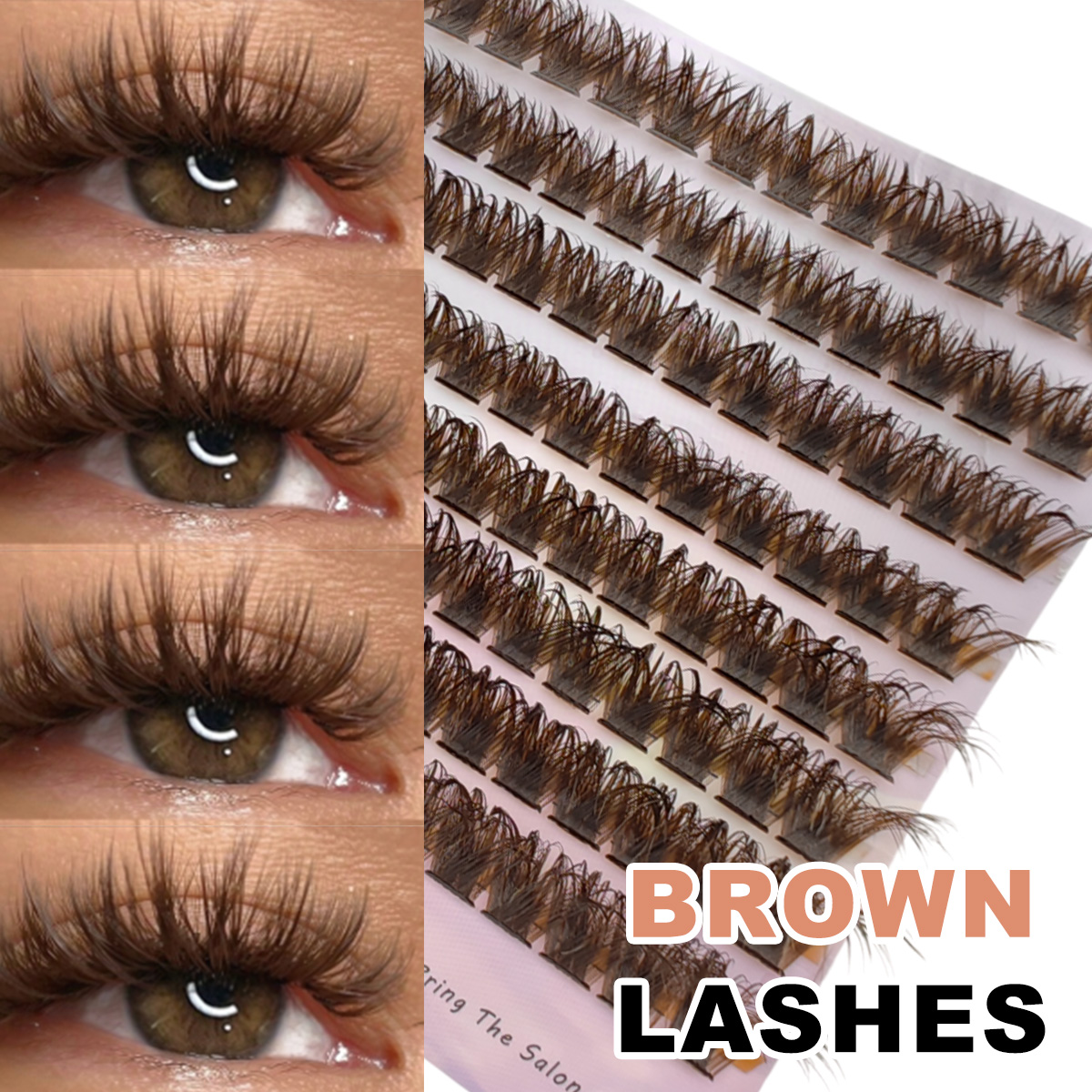 Eyelash Extension Home Service - 120pcs Natural Brown Wispy Lash Clusters