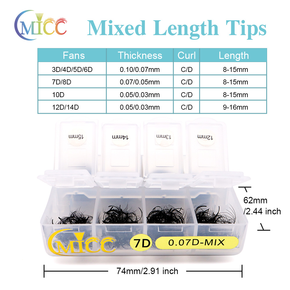 Cmicc 500/1000Fans Mixed Lengt - đánh giá và giá Eyelash Extension Medium