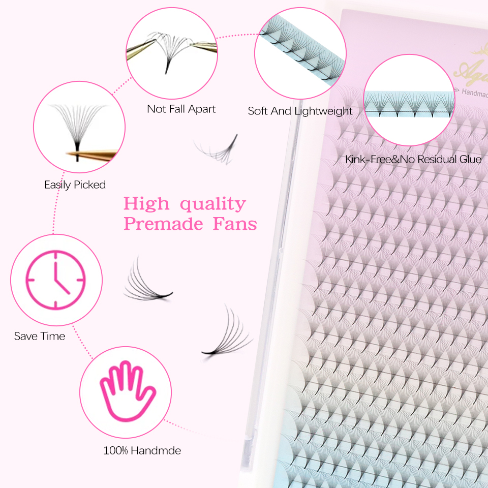 AGUUD 30d 40d Premade Fans Eye - đánh giá và giá Eyelash Extension Medium